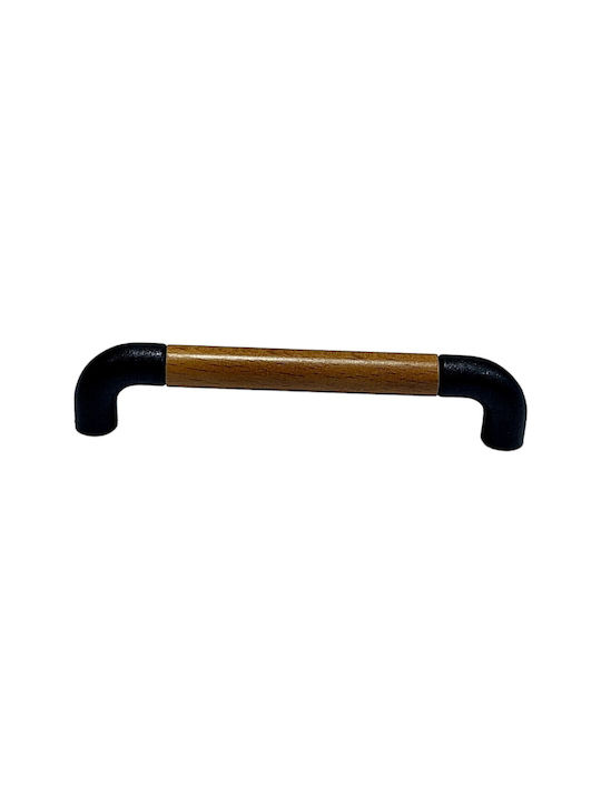 Italian Furniture Handle Eureka 11687-064-lef1 Black Matte Wood Size 6.4cm