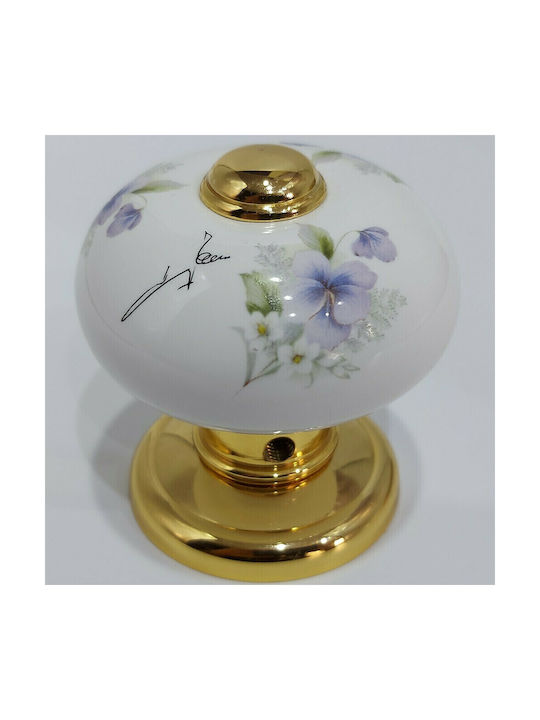 Italian Porcelain Front Door Knob Mandelli 10553-oro1 24k Gold Plated Dimensions 67 × 67 × 72 Mm