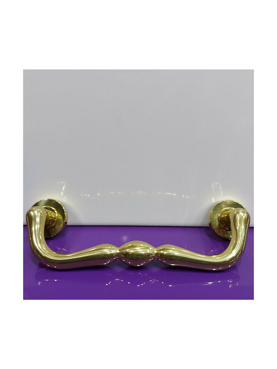Italienischer Messing-Türgriff Mandelli 4916-oro1 Gold Glänzend Maße 24,0cm