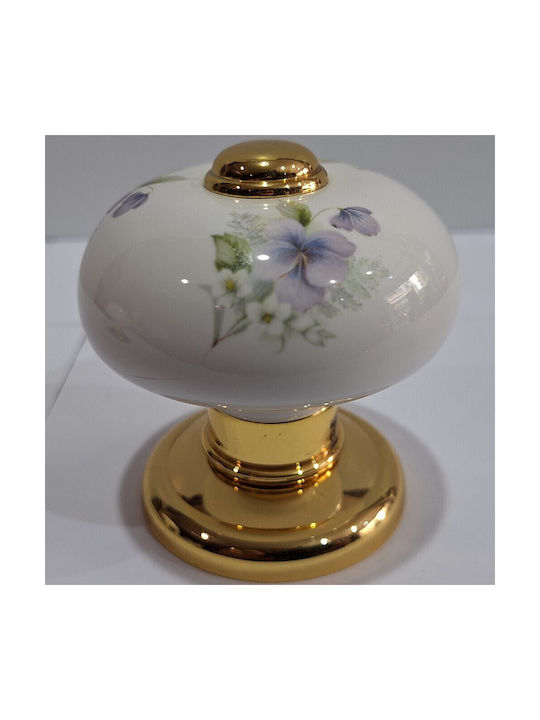 Italian Porcelain Front Door Knob Mandelli 10553-oro1 24k Gold Plated Dimensions 67 × 67 × 72 Mm