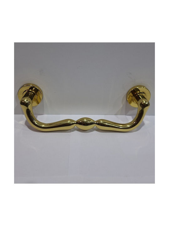 Italienischer Messing-Türgriff Mandelli 4916-oro1 Gold Glänzend Maße 24,0cm