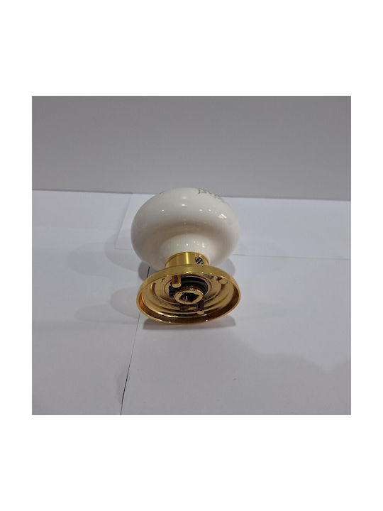 Italian Porcelain Front Door Knob Mandelli 10552-oro1 24k Gold Plated Dimensions 67×67×72 Mm