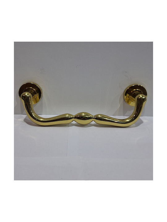 Italienischer Messing-Türgriff Mandelli 4916-oro1 Gold Glänzend Maße 24,0cm