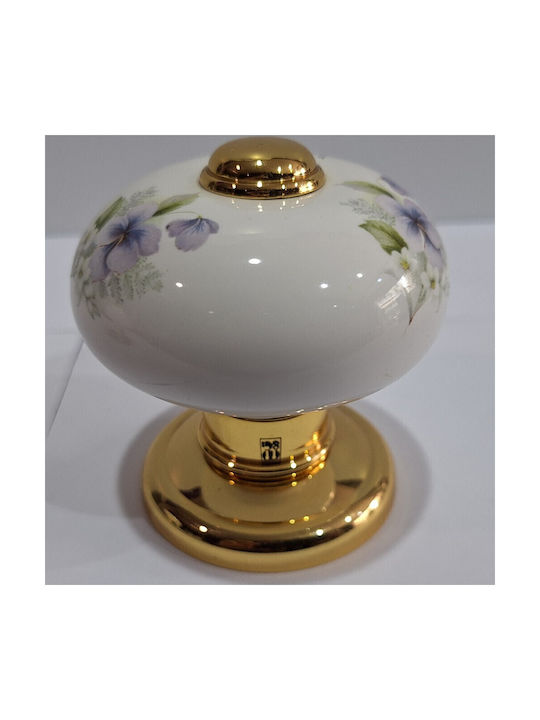 Italian Porcelain Front Door Knob Mandelli 10553-oro1 24k Gold Plated Dimensions 67 × 67 × 72 Mm