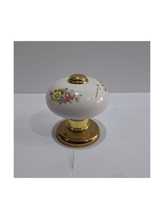 Italian Porcelain Front Door Knob Mandelli 10552-oro1 24k Gold Plated Dimensions 67×67×72 Mm