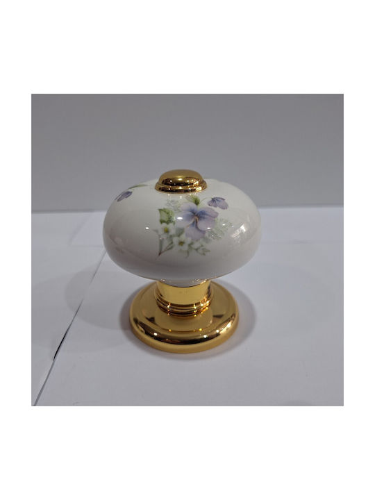 Italian Porcelain Front Door Knob Mandelli 10553-oro1 24k Gold Plated Dimensions 67 × 67 × 72 Mm