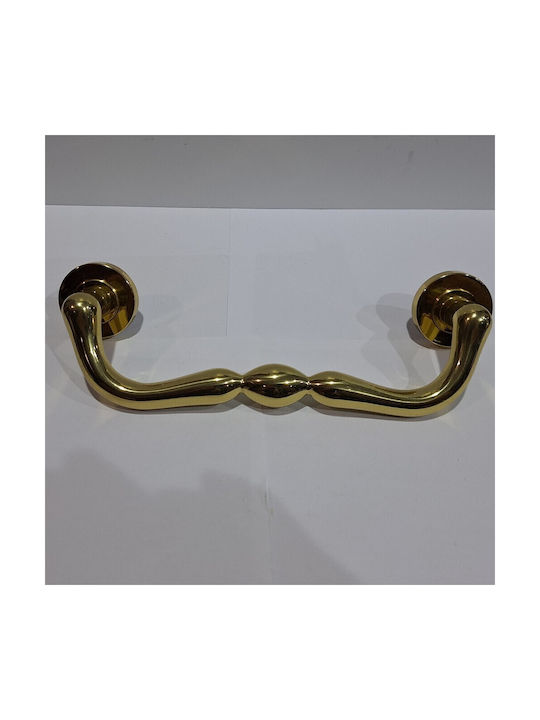 Italienischer Messing-Türgriff Mandelli 4916-oro1 Gold Glänzend Maße 24,0cm