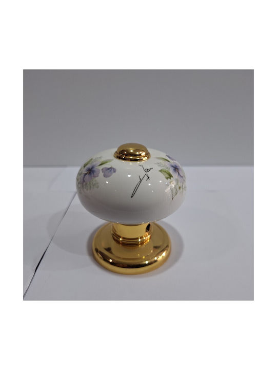 Italian Porcelain Front Door Knob Mandelli 10553-oro1 24k Gold Plated Dimensions 67 × 67 × 72 Mm