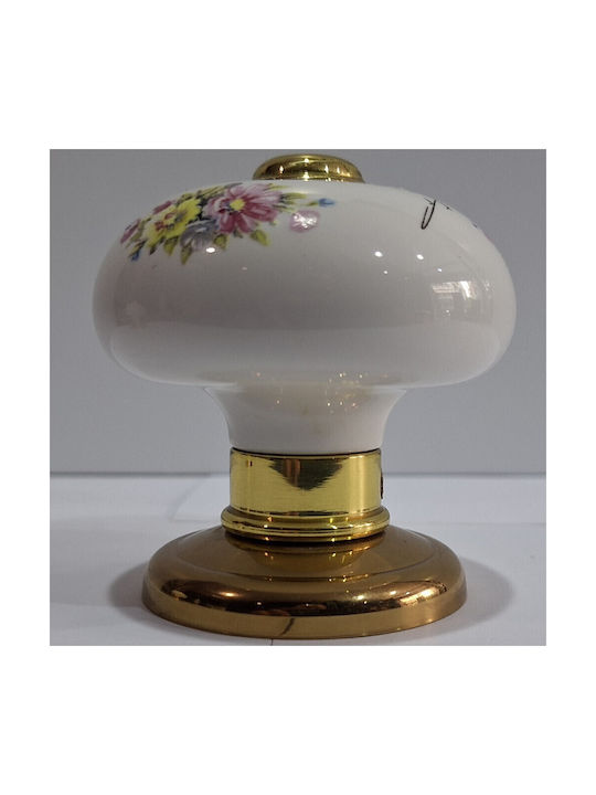 Italian Porcelain Front Door Knob Mandelli 10552-oro1 24k Gold Plated Dimensions 67×67×72 Mm