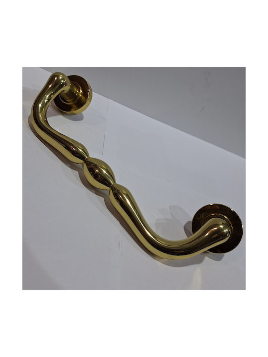 Italienischer Messing-Türgriff Mandelli 4916-oro1 Gold Glänzend Maße 24,0cm