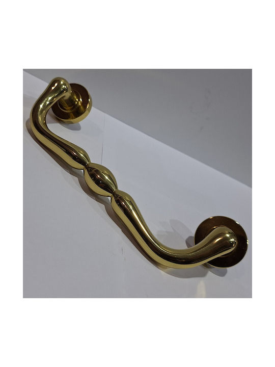 Italienischer Messing-Türgriff Mandelli 4916-oro1 Gold Glänzend Maße 24,0cm