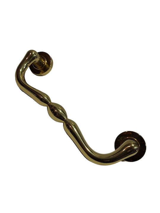 Italienischer Messing-Türgriff Mandelli 4916-oro1 Gold Glänzend Maße 24,0cm