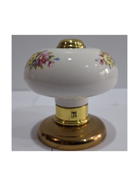 Italian Porcelain Front Door Knob Mandelli 10552-oro1 24k Gold Plated Dimensions 67×67×72 Mm