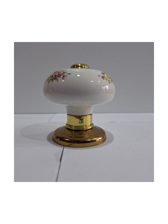 Italian Porcelain Front Door Knob Mandelli 10552-oro1 24k Gold Plated Dimensions 67×67×72 Mm