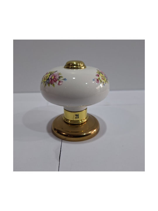 Italian Porcelain Front Door Knob Mandelli 10552-oro1 24k Gold Plated Dimensions 67×67×72 Mm