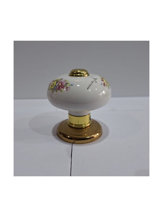 Italian Porcelain Front Door Knob Mandelli 10552-oro1 24k Gold Plated Dimensions 67×67×72 Mm
