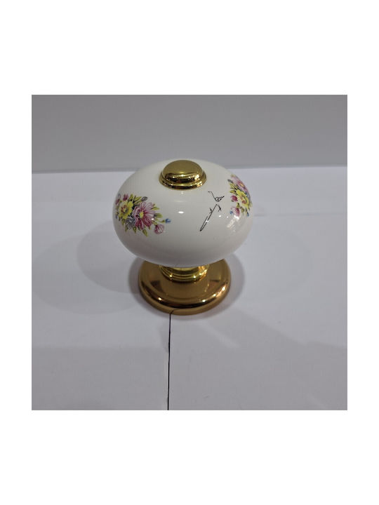 Italian Porcelain Front Door Knob Mandelli 10552-oro1 24k Gold Plated Dimensions 67×67×72 Mm