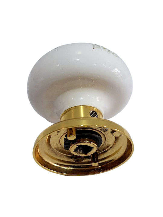 Italian Porcelain Front Door Knob Mandelli 10552-oro1 24k Gold Plated Dimensions 67×67×72 Mm