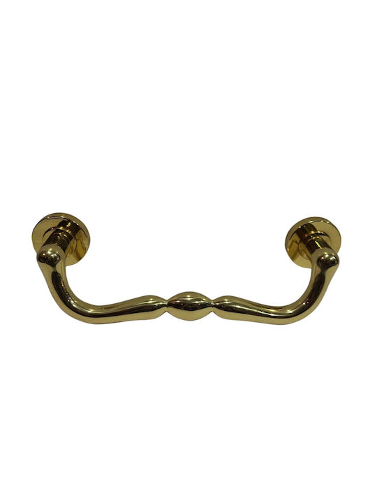Italienischer Messing-Türgriff Mandelli 4916-oro1 Gold Glänzend Maße 24,0cm