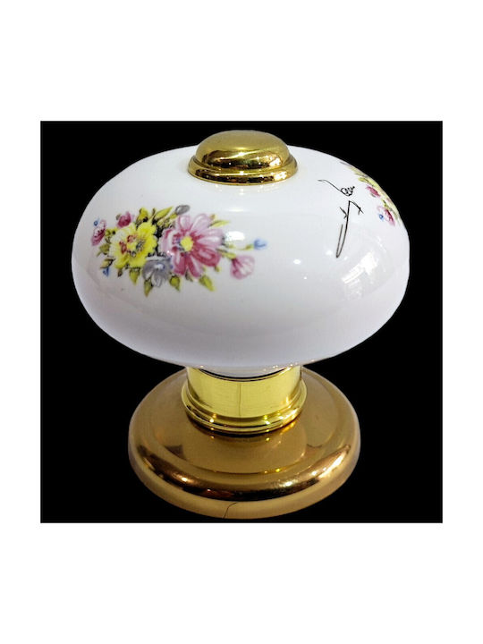 Italian Porcelain Front Door Knob Mandelli 10552-oro1 24k Gold Plated Dimensions 67×67×72 Mm
