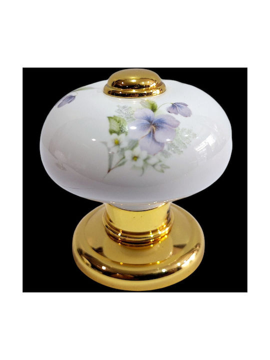 Italian Porcelain Front Door Knob Mandelli 10553-oro1 24k Gold Plated Dimensions 67 × 67 × 72 Mm