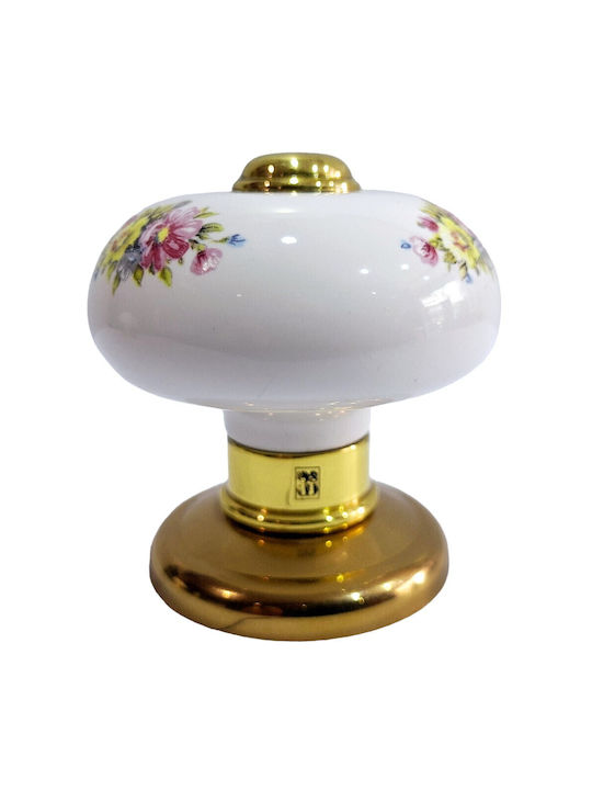 Italian Porcelain Front Door Knob Mandelli 10552-oro1 24k Gold Plated Dimensions 67×67×72 Mm