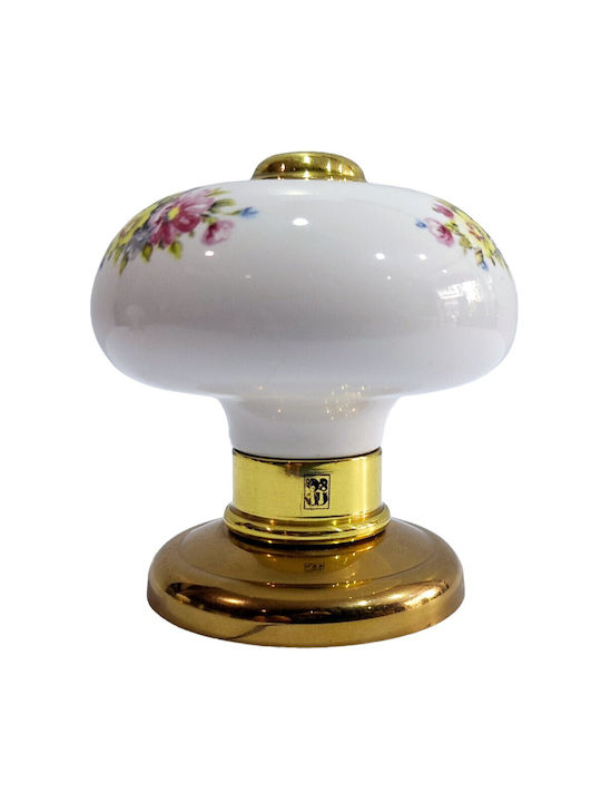 Italian Porcelain Front Door Knob Mandelli 10552-oro1 24k Gold Plated Dimensions 67×67×72 Mm