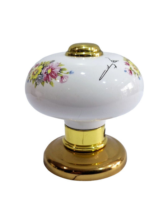 Italian Porcelain Front Door Knob Mandelli 10552-oro1 24k Gold Plated Dimensions 67×67×72 Mm