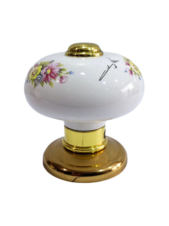 Italian Porcelain Front Door Knob Mandelli 10552-oro1 24k Gold Plated Dimensions 67×67×72 Mm