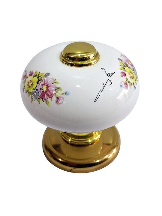 Italian Porcelain Front Door Knob Mandelli 10552-oro1 24k Gold Plated Dimensions 67×67×72 Mm