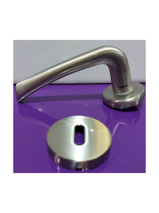 Italienisches Messing-Paar Türgriffe Mandelli 10472-12b1 Nickel Matt-Satin Maße 145×14×63 Mm