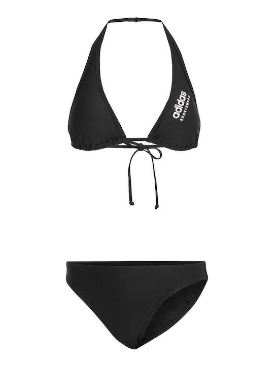 Sport Bikini Set Triangle Top & Slip Bottom with Adjustable Straps Black