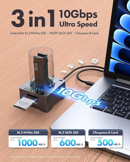 Graugear Docking Station for 2 Hard Drives SATA M.2 (2280)" with Connection USB-C (G-M2DK-CR-10G)