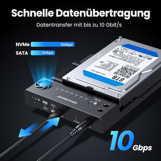 Graugear Докинг станция за 2 Хард Диска SATA 2.5" / 3.5" с връзка USB 3.2