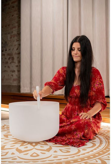 Meinl Sonic Energy Csb16c3 White-Frosted Crystal Singing Bowl 16 Inch Root Chakra C3 432 Hz