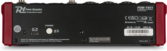 Power Dynamics PDM-Y601 Αναλογική Κονσόλα 6.0 Καναλιών με Phantom Power & 4 Εισόδους XLR & Bluetooth