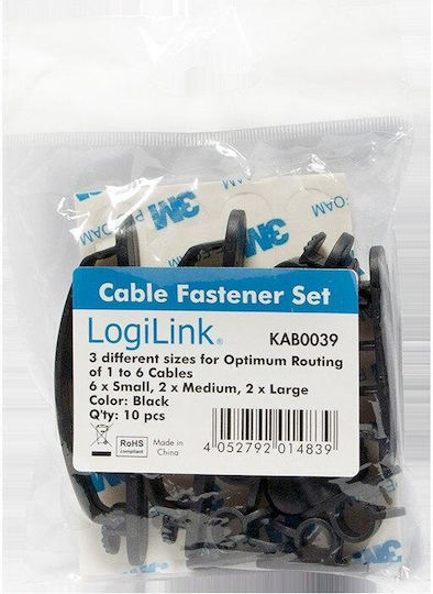 LogiLink KAB0039 Cable Clips 10pcs Black