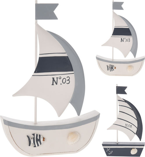 Dekoratives Hölzernes Schiff Weiß 13x21cm