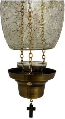 Hanging Vigil Oil Lamp Barrel Spider 12x57cm Transparent