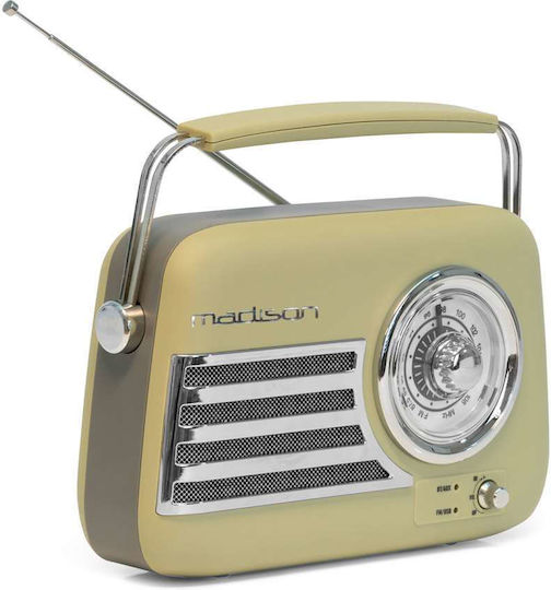 Madison Freesound VR40 Retro Tabletop Rechargeable Radio with Bluetooth Olive