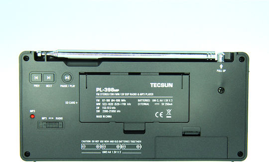 Tecsun PL398MP Φορητό Ραδιόφωνο Ρεύματος / Μπαταρίας Μαύρο