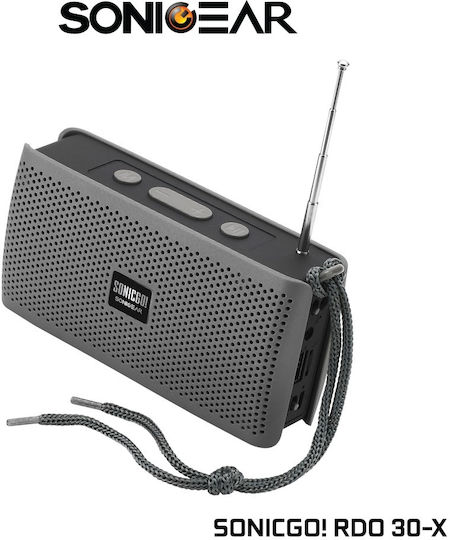 Sonic Gear Sonicgo RDO 30X Φορητό Ραδιόφωνο Επαναφορτιζόμενο με Bluetooth και USB Μαύρο