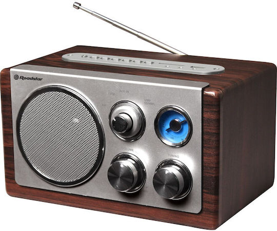 Roadstar HRA-1345NUSWD Retro Επιτραπέζιο Ραδιόφωνο Ρεύματος με USB Καφέ