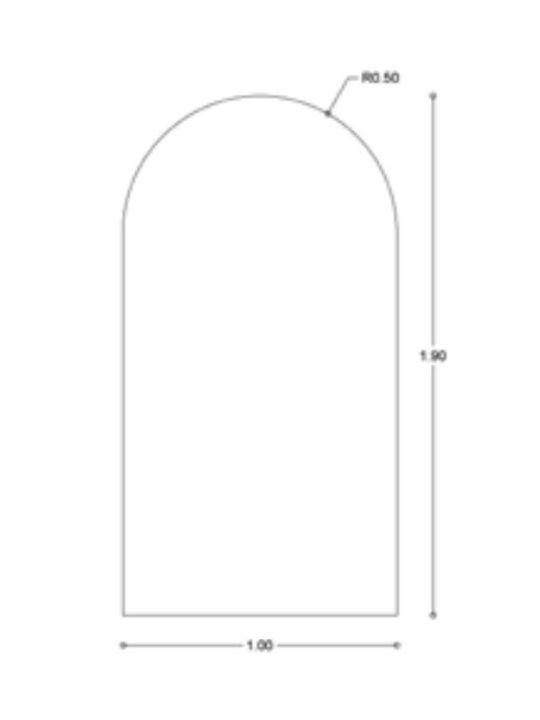 Standspiegel Gewölbt mit Bronze Metallischem Rahmen 190x100cm