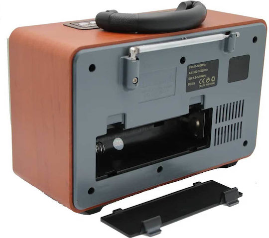 Meier M-U112 Retro Tabletop Radio Electric / Battery with USB Brown