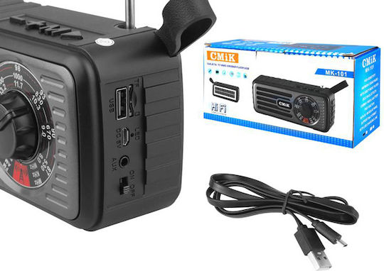 Cmik MK-101 Φορητό Ραδιόφωνο Ηλιακό με Bluetooth και USB Μαύρο / Κόκκινο