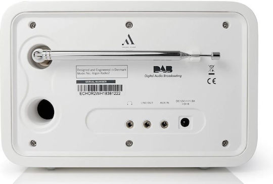 Argon Audio Radio 2 Επιτραπέζιο Ραδιόφωνο Ρεύματος DAB+ με Bluetooth Λευκό