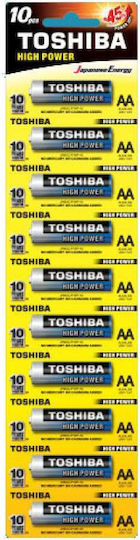 Toshiba 10 Pack Alkaline Batteries AA High Power 1.5V