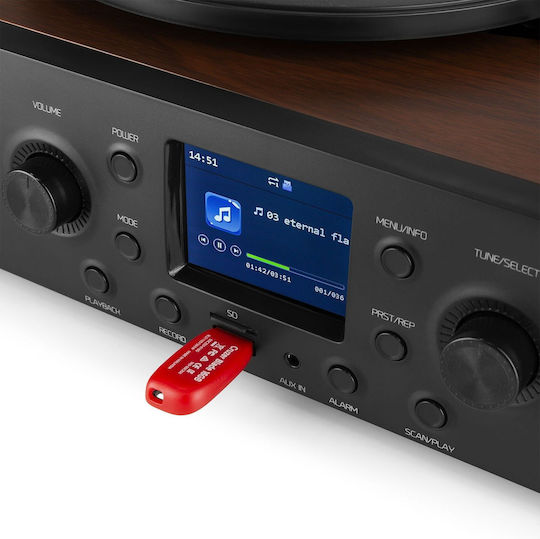 Audizio Tulsa Audio Centre 102.194 Pick-Up cu Preamp și Difuzoare încorporate Maro Radio FM, Radio DAB+