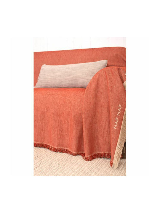 Naf Naf Highline Armchair Throw Chenille 180x180cm Orange 7933-180 x 180